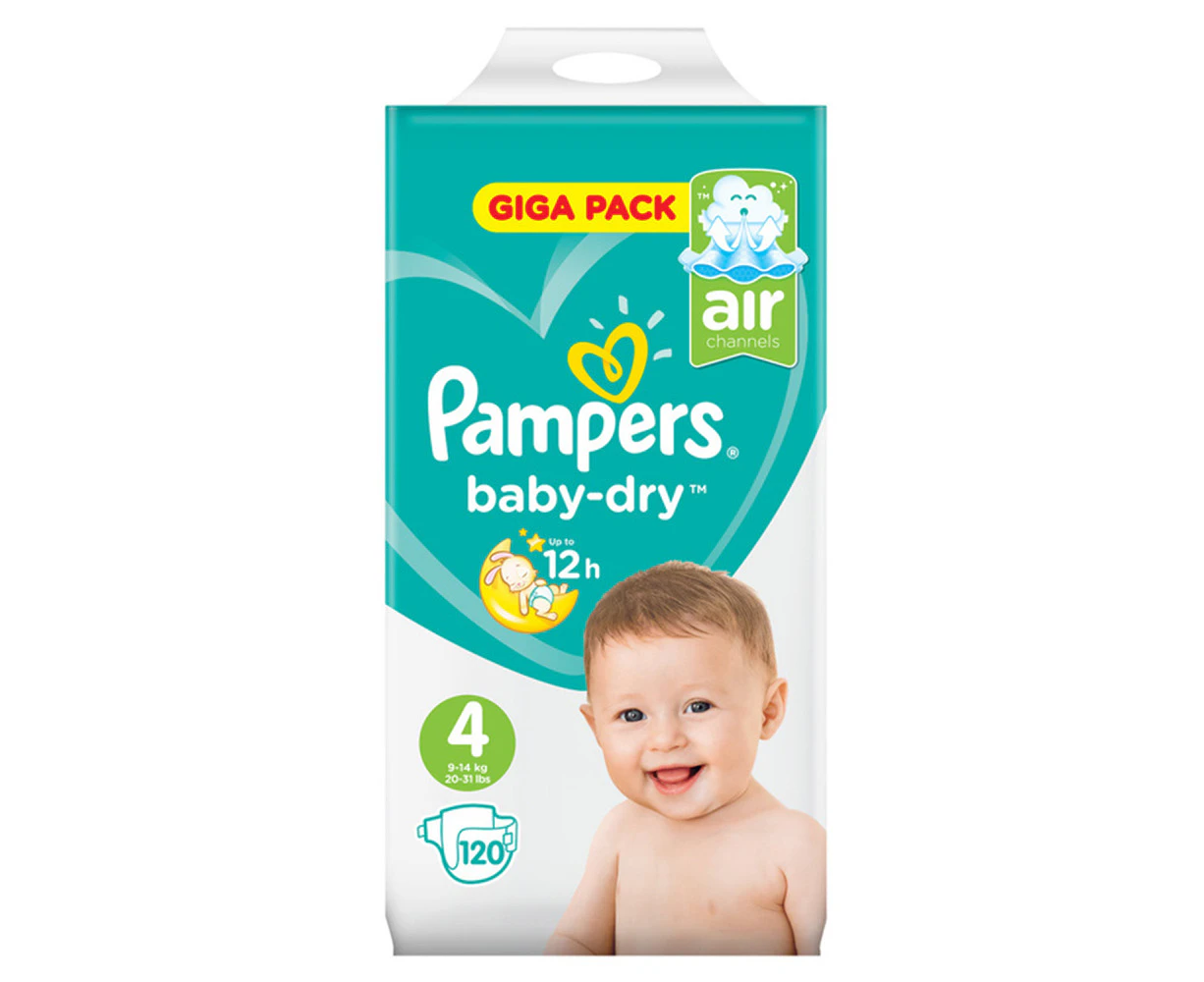 Baby Dry Size 4 Maxi 9-14kg Giga Pack (120 Nappies)