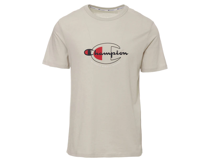 Champion Men's Sports Graphic Print Tee / T-Shirt / Tshirt - Beige