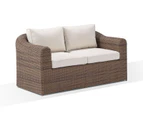 Outdoor Subiaco 2 Seater Outdoor Wicker Lounge - Outdoor Wicker Lounges - Brushed Wheat, Cream cushions