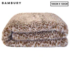 Bambury 130x180cm Faux Fur Throw Rug - Leopard