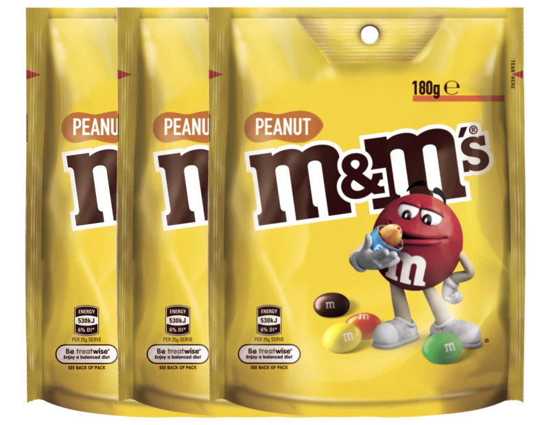 3 x M&M's Chocolate Peanut 180g