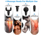 Electric Massage Gun 4 Heads 2500mAh Vibration Muscle Therapy 3600r/min ~ Black