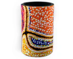 Stubby Cooler X2  Aboriginal Design - Snakes Dreaming Design - Valma Nakamarra White