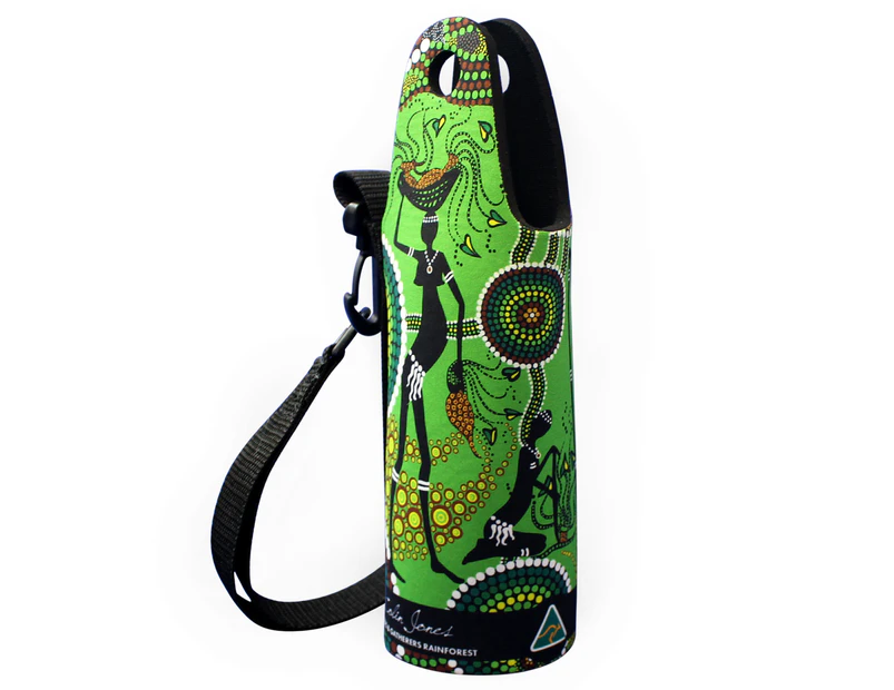 Water Bottle Cooler Aboriginal Design (600ml)  - Hunters & Gatherers Rainforest Design - Colin Jones