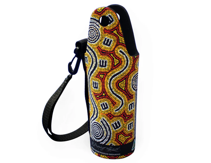 Water Bottle Cooler Aboriginal Design  - Possum Dreaming Design - Judith Nangarrayi Martin