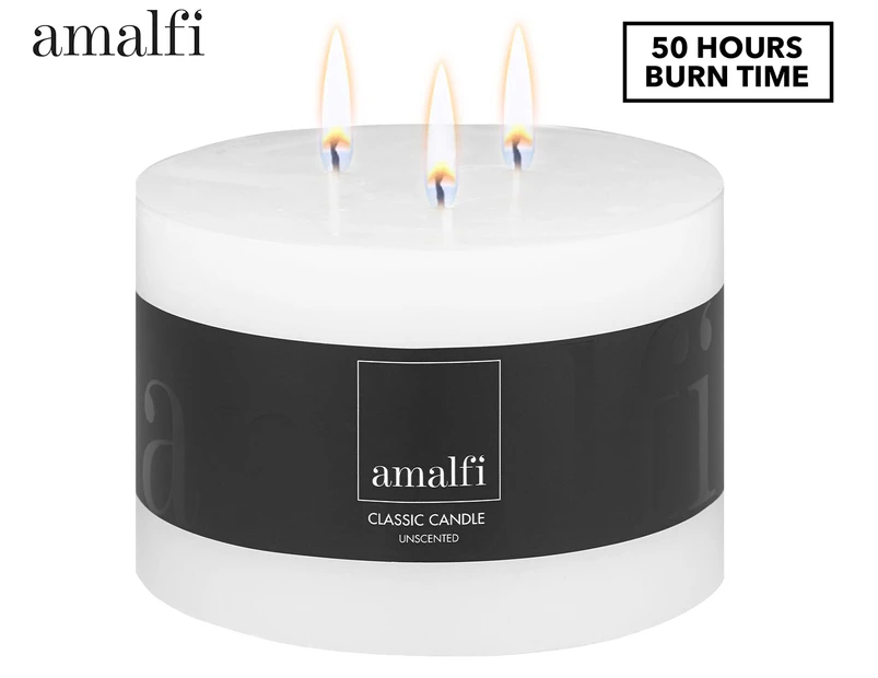 Amalfi 10cm Candlelight Classic Wide 3-Wick Round Candle - Unscented