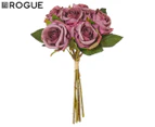 Rogue 27cm Rose Bouquet Faux Flowers - Mauve