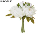 Rogue 25cm Peony Bouquet Faux Flowers - White