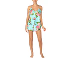 Betsey Johnson Womens Comfy Sleepwear Aqua Floral Sleep Tank