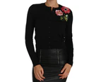 Dolce & Gabbana Black  Cardigan Floral Embroidered Sweater Women Clothing Sweaters