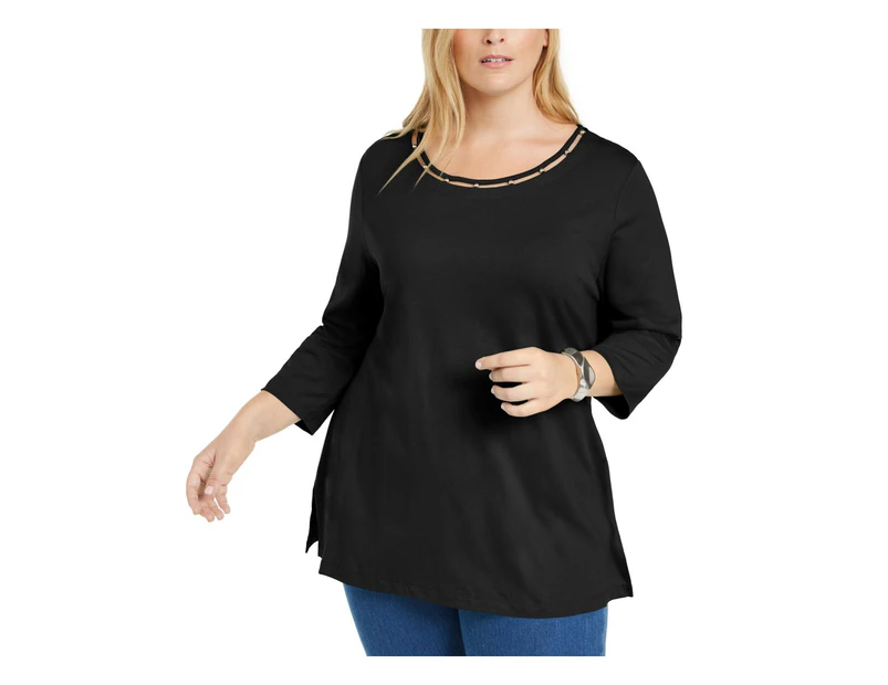 Karen Scott Women's Tops & Blouses Pullover Top - Color: Deep Black