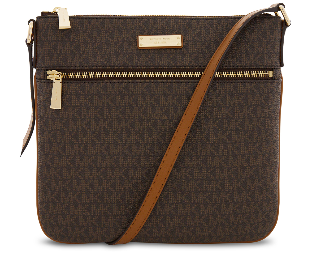 Michael Kors Jet Set Large Flat Crossbody - Brown | Catch.co.nz