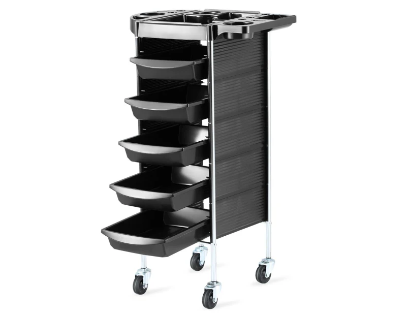 6 Tiers Hairdressing Storage Trolley Beauty Salon Rolling Cart 5 Drawers
