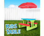 Outdoor Garden Kids Children Picnic Table Set Play Toy with Umbrella