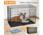30 inch  Double Door Dog Crate Metal Wire Cage Foldable Pet Cat Puppy Kennel