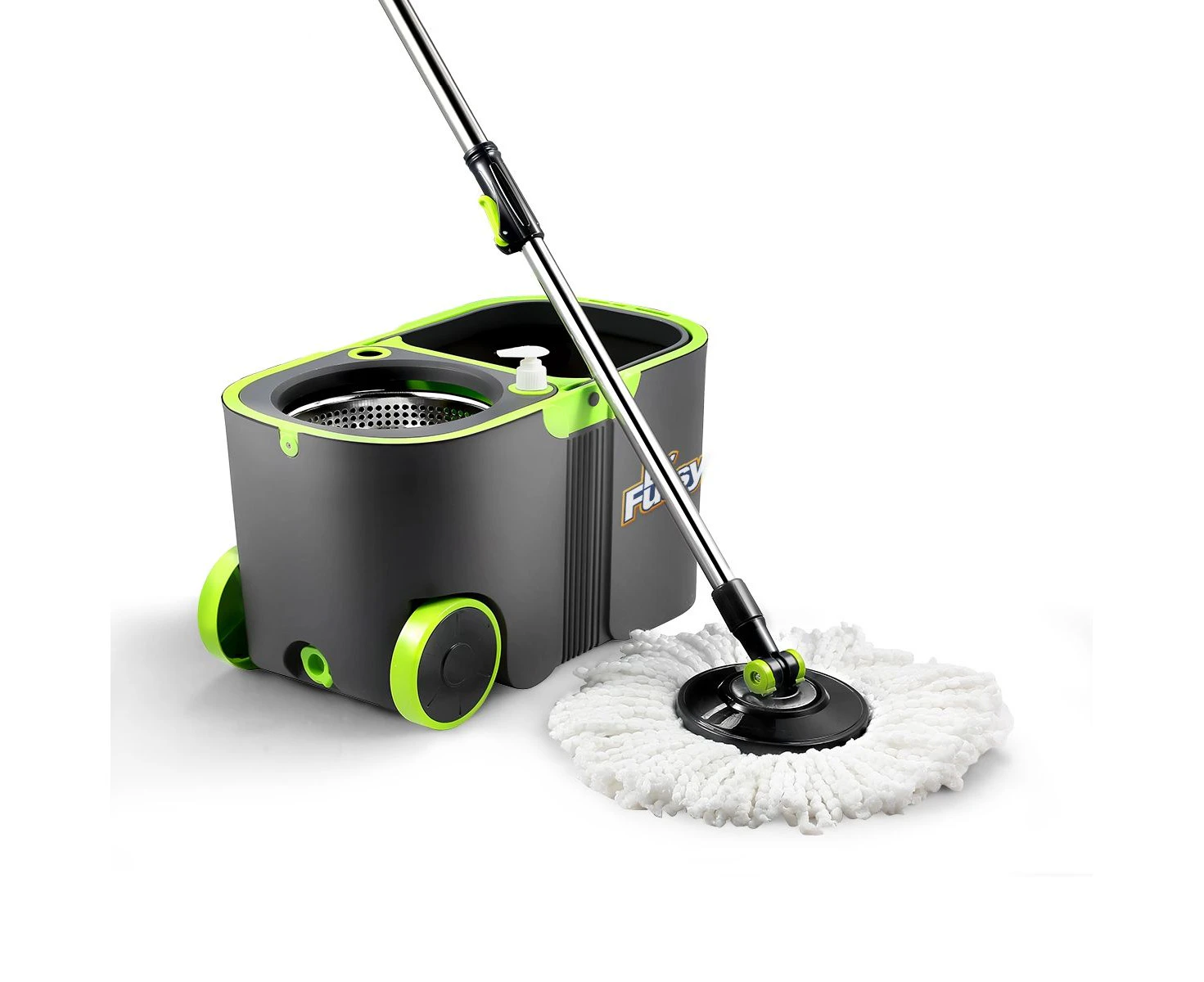 360 Degree Spin Floor Mop Bucket System with 4 Extra Microfiber Heads