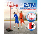 2.7m Adjustable Kid Basketball System Hoop Stand Backboard Basketball Set