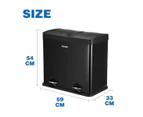 48L Dual Compartment Pedal Bin Kitchen Recycling Waste Bins Coated Steel Black
