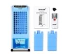 MAXKON 7L Mobile Evaporative Air Cooler Fan Humidifier Air Purifier Ionizer 3 Modes with Remote Control   Blue 7