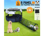 8 Panels Pet Playpen Dog Cat Tent Kennel Crate Cage Enclosure With Tunnel