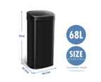 68L Intelligent Motion Sensor Touchless & Stainless Trash Bin Waste Can   Black