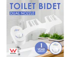 Dr. Fussy Dual Nozzle Toilet Bidet Seat Sprayer Attachment With Water Flow Check Value