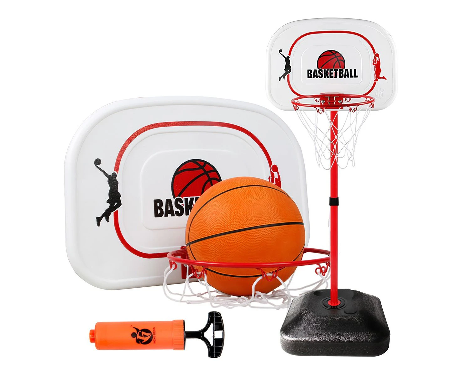 1.6m 2.4m Large Kids Portable Basketball Hoop Stand System Set Adjustable Height Net Ring Ball