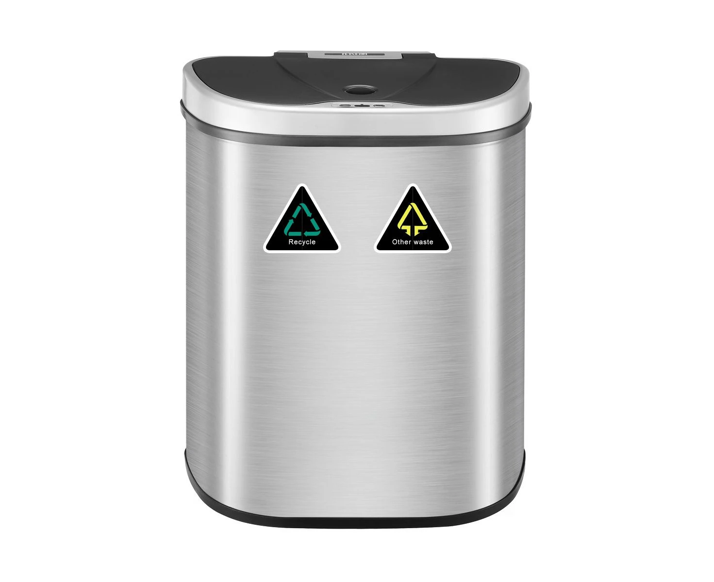 70L Motion Sensor Rubbish Bin Dual Kitchen Waste Can Stainless Steel Recycle Bin