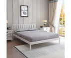 Wooden Bed Frame Queen Size Mattress Base Pine Platform Bedroom Furniture   White
