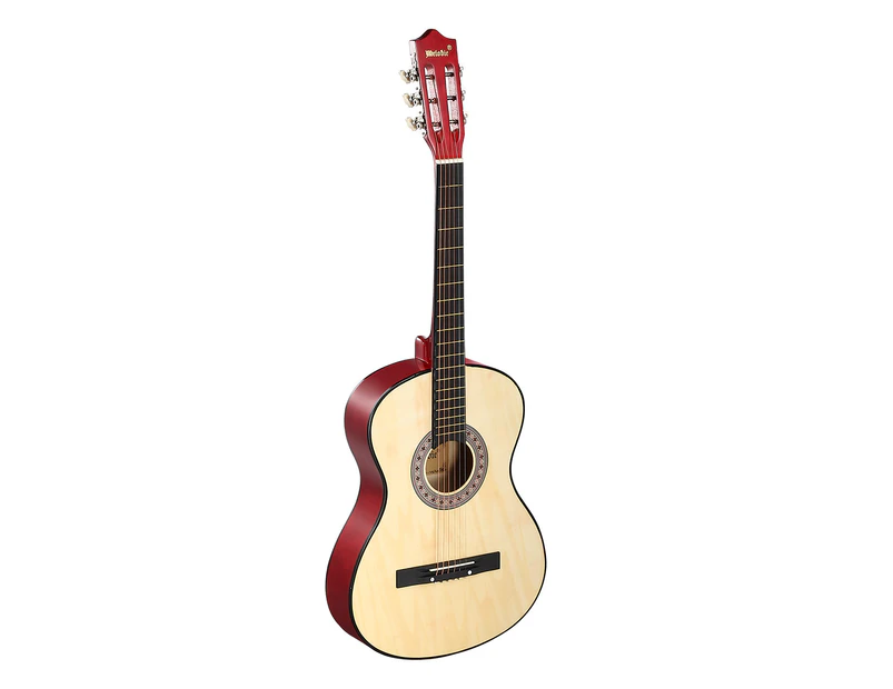 Melodic 38 Inch Round Acoustic Guitar Pack Classical Cutaway Natural Colour