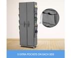 40 Pairs 10 Tier Metal Stackable Shoe Rack Cabinet Shoe Organizer Storage Wardrobe 165cm Grey 10