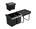 2x 20L Pull Out Trash Bin Kitchen Garbage Waste Basket Under Sink Rubbish w/ Soft-Close Slides