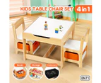 Kidbot 3-Piece Kids Table and Chair Set Multifunctional Activity Play Toys Storage Bins