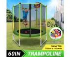 Genki 60 Inch Kids Round Trampoline with Safety Enclosure & Basketball Hoop