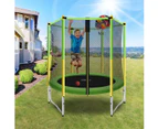 Genki 60 Inch Kids Round Trampoline with Safety Enclosure & Basketball Hoop