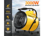 2-in-1 3000W Portable Electric Industrial Fan Heater Free Standing Carpet Dryer SAA Yellow