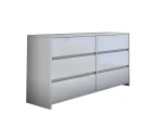 Modern 6 Drawer Chest Dresser High Gloss Storage Cabinet Wood Bedroom Furniture   White