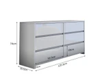 Modern 6 Drawer Chest Dresser High Gloss Storage Cabinet Wood Bedroom Furniture   White