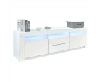 200cm Modern Wooden TV Unit Side Cabinet RGB LED High Gloss Front White