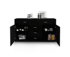 Buffet Table Sideboard Cabinet High Gloss Storage Cupboard with 2 Doors & 5 Drawers   Black