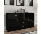 Buffet Table Sideboard Cabinet High Gloss Storage Cupboard with 2 Doors & 5 Drawers   Black