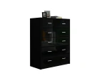 6 Chest of Drawers Tallboy Dresser Table High Gloss Storage Cabinet Bedroom Furniture   Black