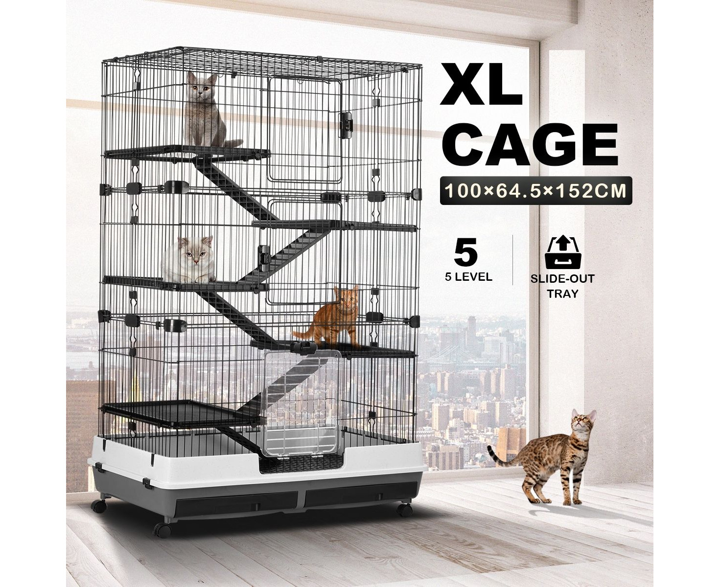 Metal Rabbit Hutch Cat Bunny Pet Cage Ferret Guinea Pigs House Small Animal Home Indoor Outdoor 5 Levels Metal Rabbit Hutch Cat Bunny Pet Cage Ferret Guinea Pigs House Small Animal Home Indoor Outdoor 5 Levels