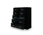 6 Chest of Drawers Tallboy Dresser Table High Gloss Storage Cabinet Bedroom Furniture   Black