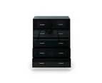 6 Chest of Drawers Tallboy Dresser Table High Gloss Storage Cabinet Bedroom Furniture   Black