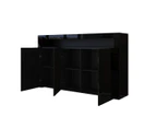 Modern 3 Doors Buffet Sideboard Dresser Storage Cabinet High Gloss Cupboard   Black