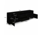 180cm Modern Wooden TV Unit Side Cabinet RGB LED High Gloss Front-Black