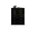 6 Chest of Drawers Tallboy Dresser Table High Gloss Storage Cabinet Bedroom Furniture   Black