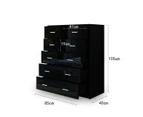 6 Chest of Drawers Tallboy Dresser Table High Gloss Storage Cabinet Bedroom Furniture   Black