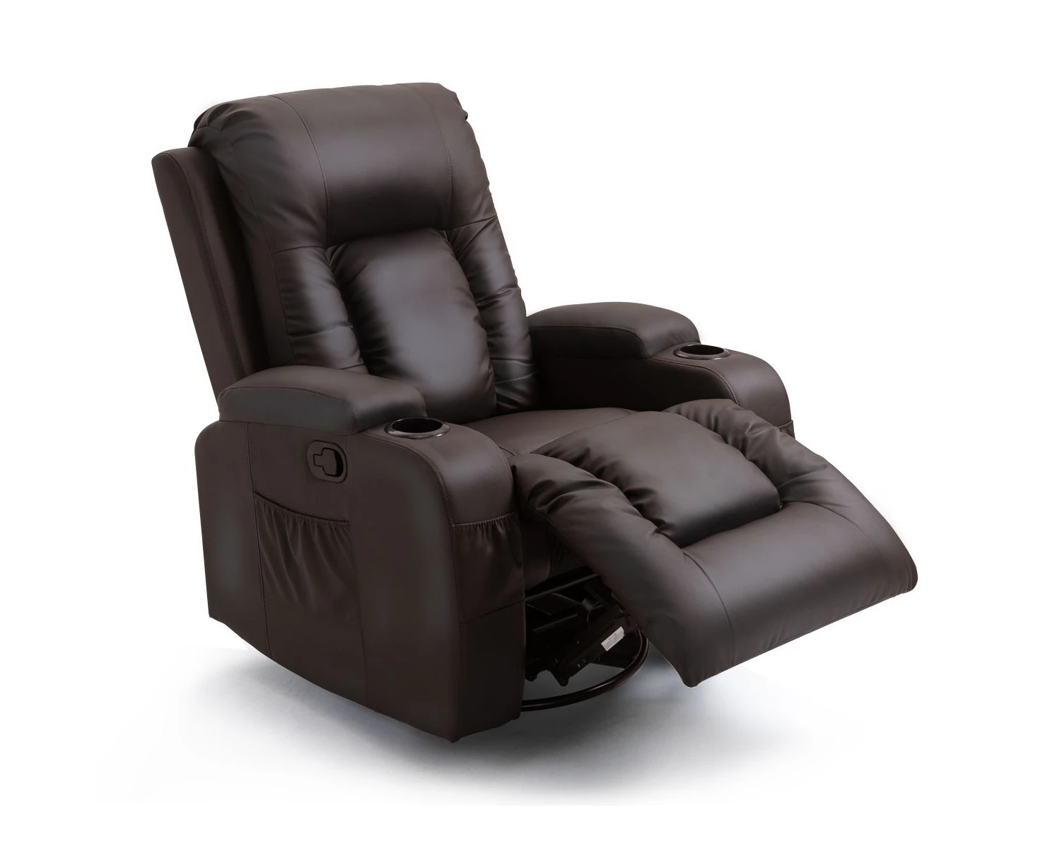 Massage Chair Rocking Armchair Recliner Sofa Heated Seat 360 Degree Swivel Brown